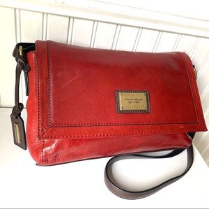 Red Leather Tignanello Handbag Shoulderbag Purse